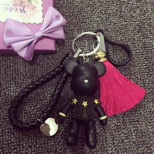 Load image into Gallery viewer, Handmade DIY Craft Rhinestone Bomgom Tassels Cartoon Popobe Gloomy Bear Keychain Cute Bag Charm Holder Cartoon Resin Key Chain