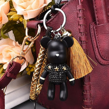 Load image into Gallery viewer, Handmade DIY Craft Rhinestone Bomgom Tassels Cartoon Popobe Gloomy Bear Keychain Cute Bag Charm Holder Cartoon Resin Key Chain