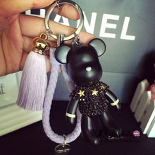 Load image into Gallery viewer, Handmade DIY Craft Rhinestone Bomgom Tassels Cartoon Popobe Gloomy Bear Keychain Cute Bag Charm Holder Cartoon Resin Key Chain
