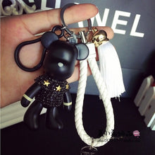 Load image into Gallery viewer, Handmade DIY Craft Rhinestone Bomgom Tassels Cartoon Popobe Gloomy Bear Keychain Cute Bag Charm Holder Cartoon Resin Key Chain