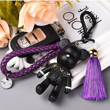Load image into Gallery viewer, Handmade DIY Craft Rhinestone Bomgom Tassels Cartoon Popobe Gloomy Bear Keychain Cute Bag Charm Holder Cartoon Resin Key Chain