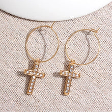 Load image into Gallery viewer, JUST FEEL New Tiny Hoop Earrings For Women Girl Gold Cartilage Hoop Earrings Jewelry Heart Cross Star Triangle Charm Earrings