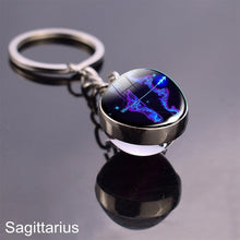 Load image into Gallery viewer, 12 Zodiac Sign Keychain Sphere Ball Crystal Key Rings Scorpio Leo Aries Constellation Birthday Gift for Women and Mens