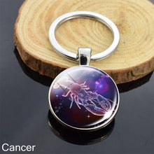 Load image into Gallery viewer, 12 Zodiac Sign Keychain Sphere Ball Crystal Key Rings Scorpio Leo Aries Constellation Birthday Gift for Women and Mens