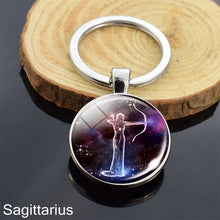 Load image into Gallery viewer, 12 Zodiac Sign Keychain Sphere Ball Crystal Key Rings Scorpio Leo Aries Constellation Birthday Gift for Women and Mens