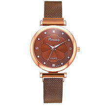 Load image into Gallery viewer, Moda 5 pçs conjunto de relógios femininos luxo ímã fivela flor strass relógio senhoras quartzo relógio de pulso pulseira definir reloj mujer