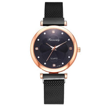 Load image into Gallery viewer, Moda 5 pçs conjunto de relógios femininos luxo ímã fivela flor strass relógio senhoras quartzo relógio de pulso pulseira definir reloj mujer