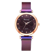 Load image into Gallery viewer, Moda 5 pçs conjunto de relógios femininos luxo ímã fivela flor strass relógio senhoras quartzo relógio de pulso pulseira definir reloj mujer
